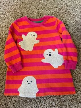 Mini Boden Bright Pink & Orange Striped Dress